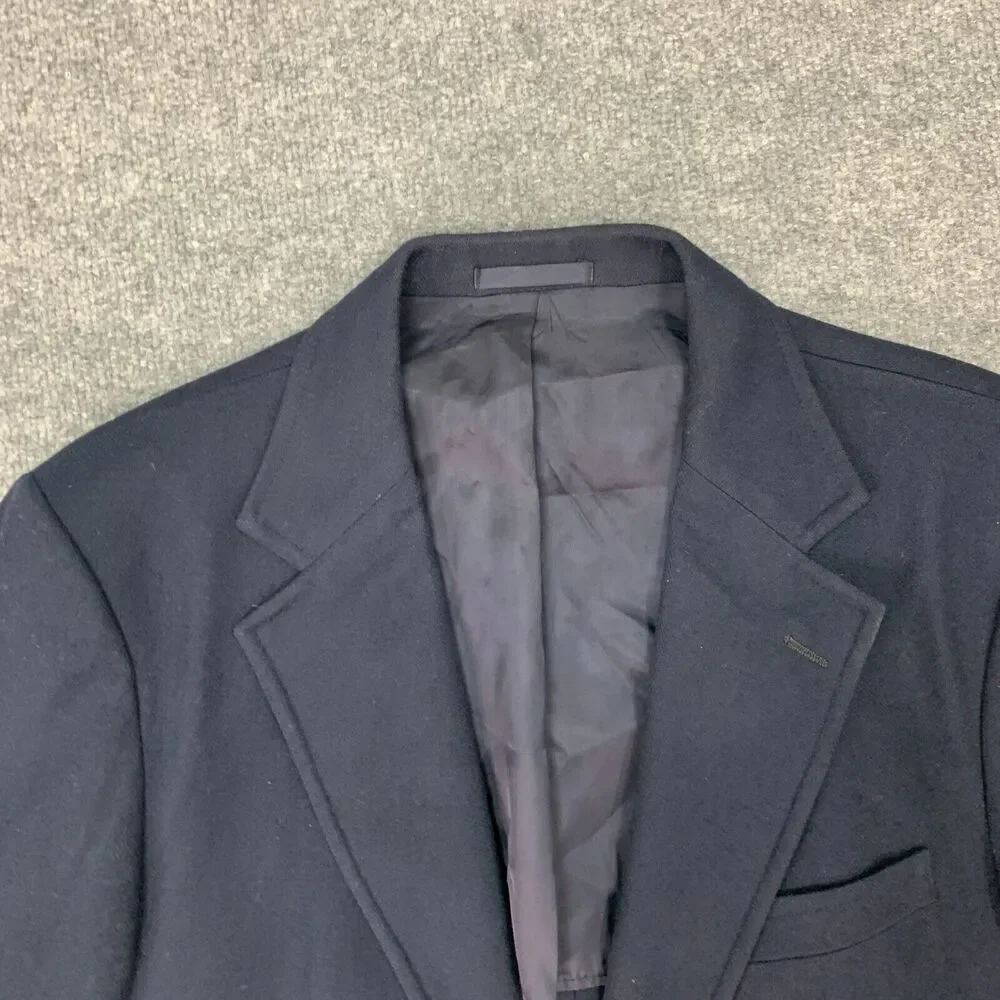 Vintage James Davis Blazer Men 42 Navy Blue Wool 2 Button Notch Lapel Sport Coat